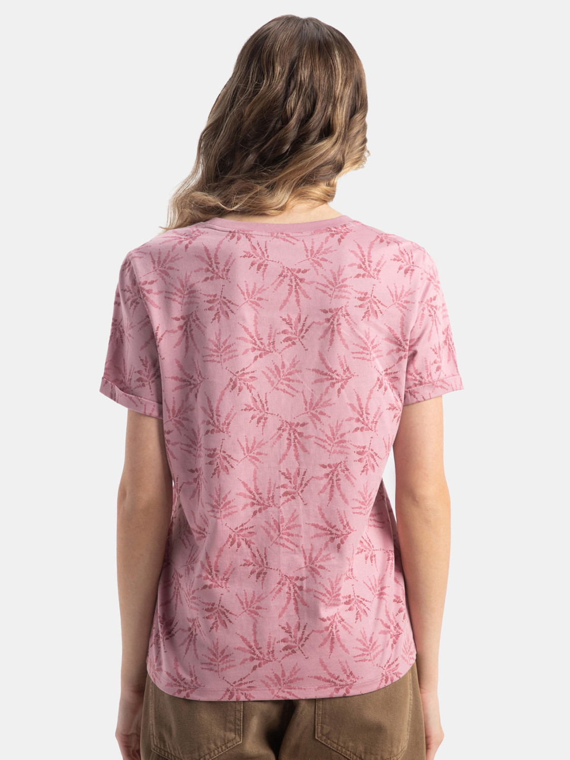 Image of JOCKEY Printed Women Round Neck Pink T-Shirt
