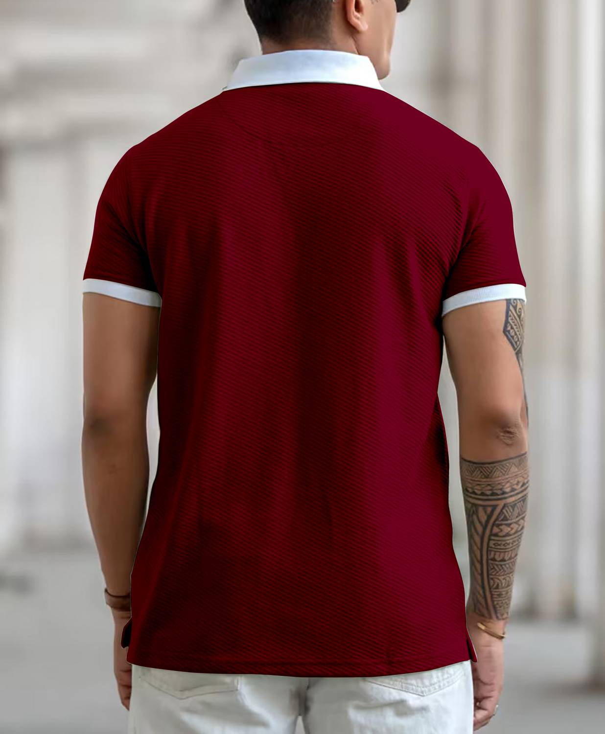 COMBRAIDED Men Polo Neck Brown, Maroon T-Shirt Pack of 2 - Image 3