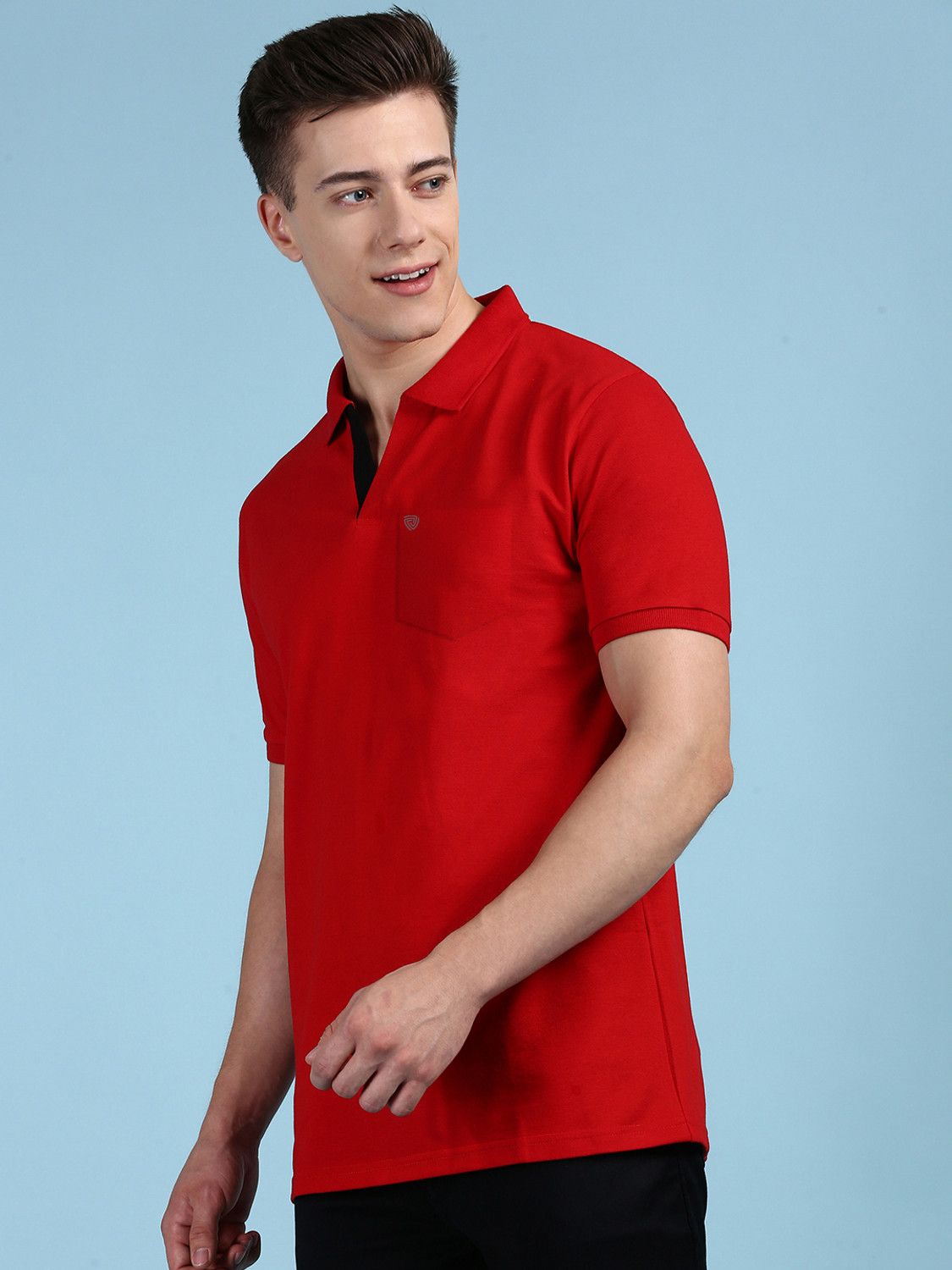 Image of LUX cozi Solid Men Polo Neck Red T-Shirt