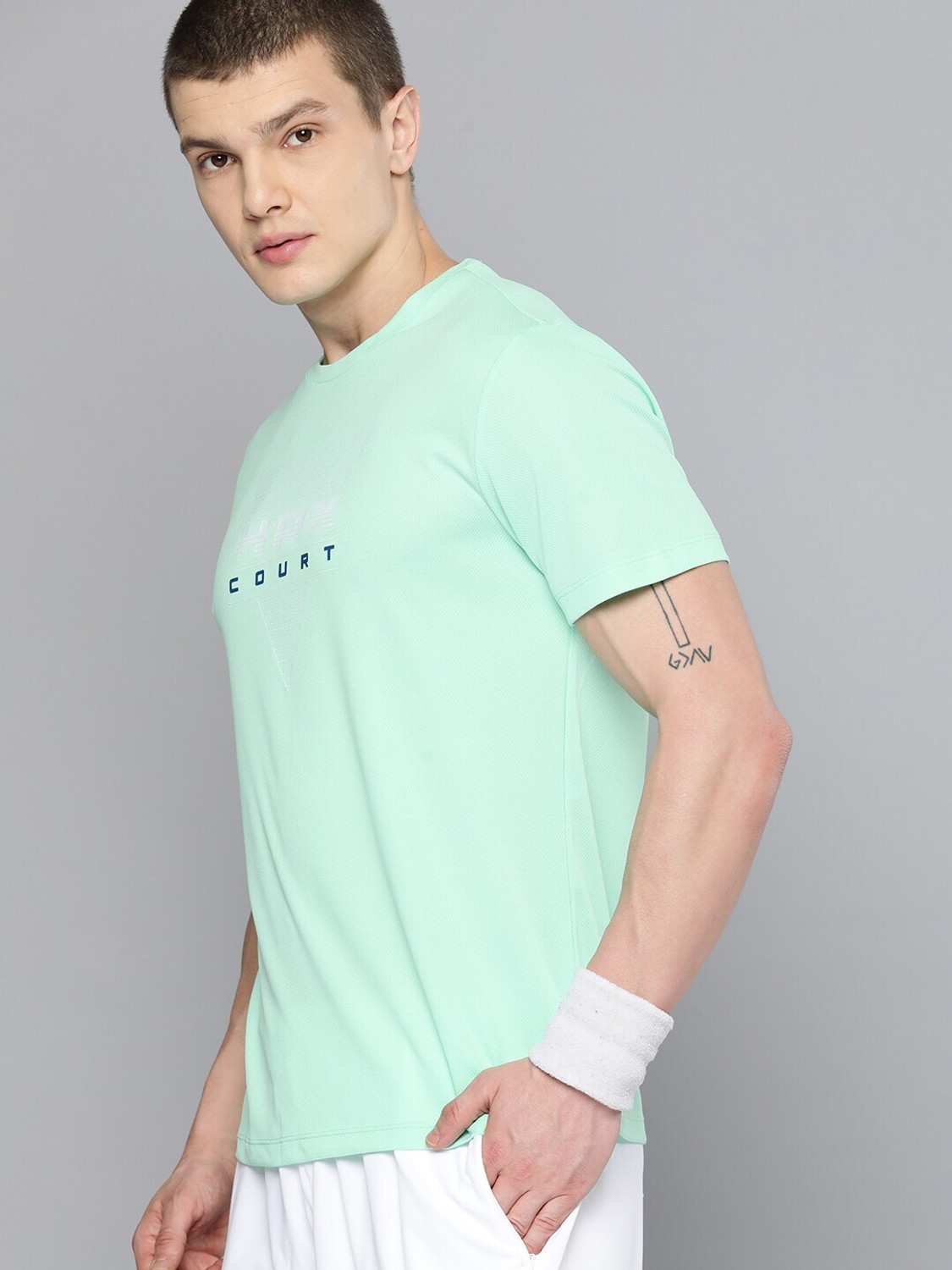 Image of HRX by Hrithik Roshan Printed Men Round Neck Green T-Shirt