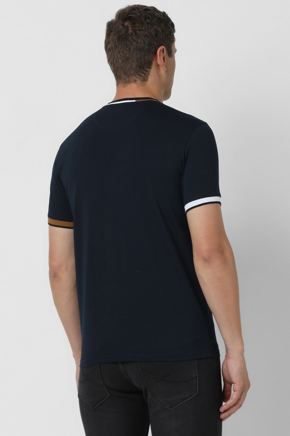 Image of VAN HEUSEN Graphic Print Men Crew Neck Dark Blue T-Shirt