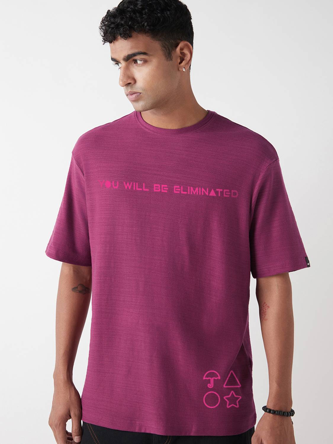 BEWAKOOF Graphic Print Men Round Neck Purple T-Shirt