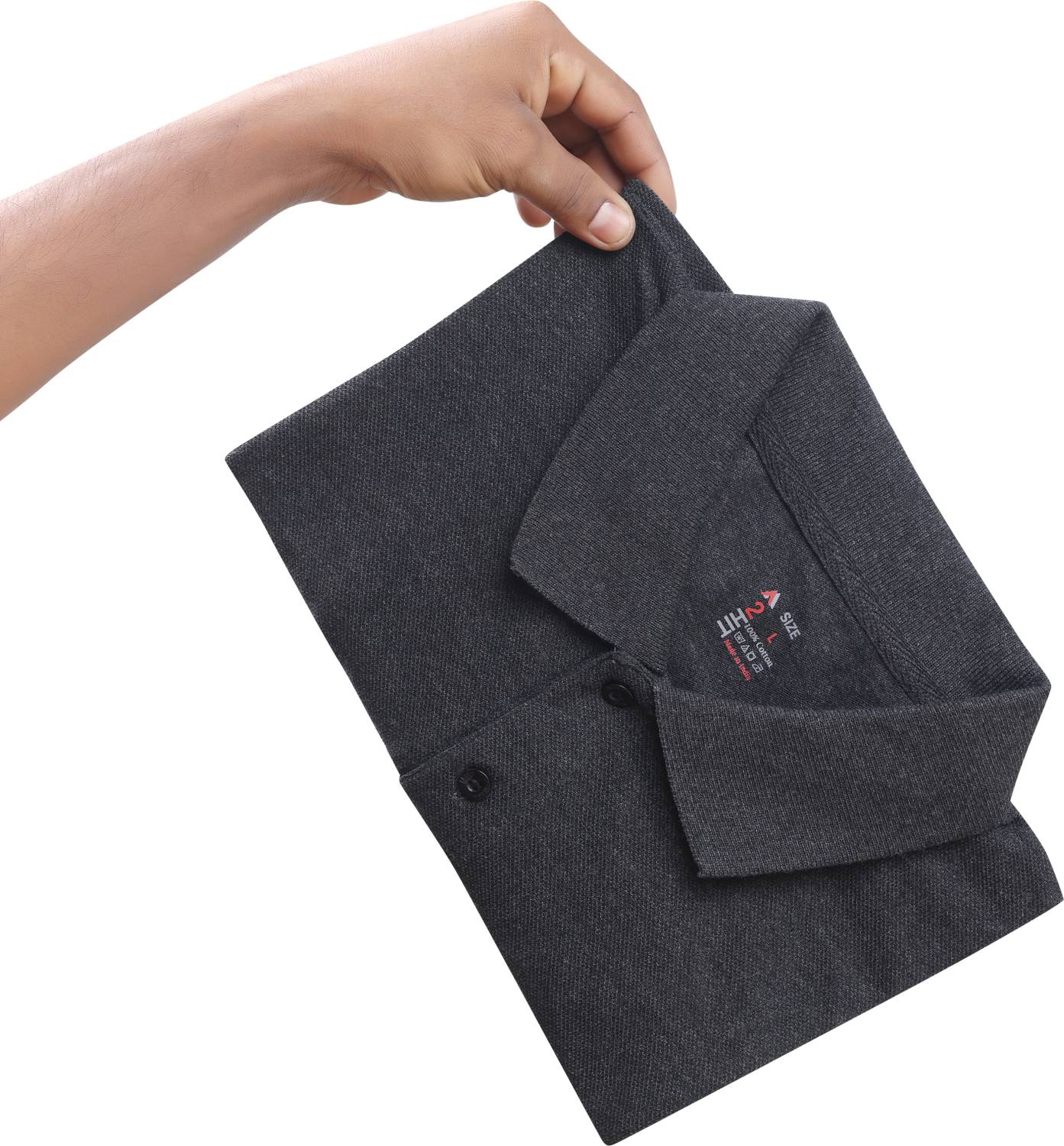 M TEX Men Solid Polo Neck Pure Cotton Black T-Shirt