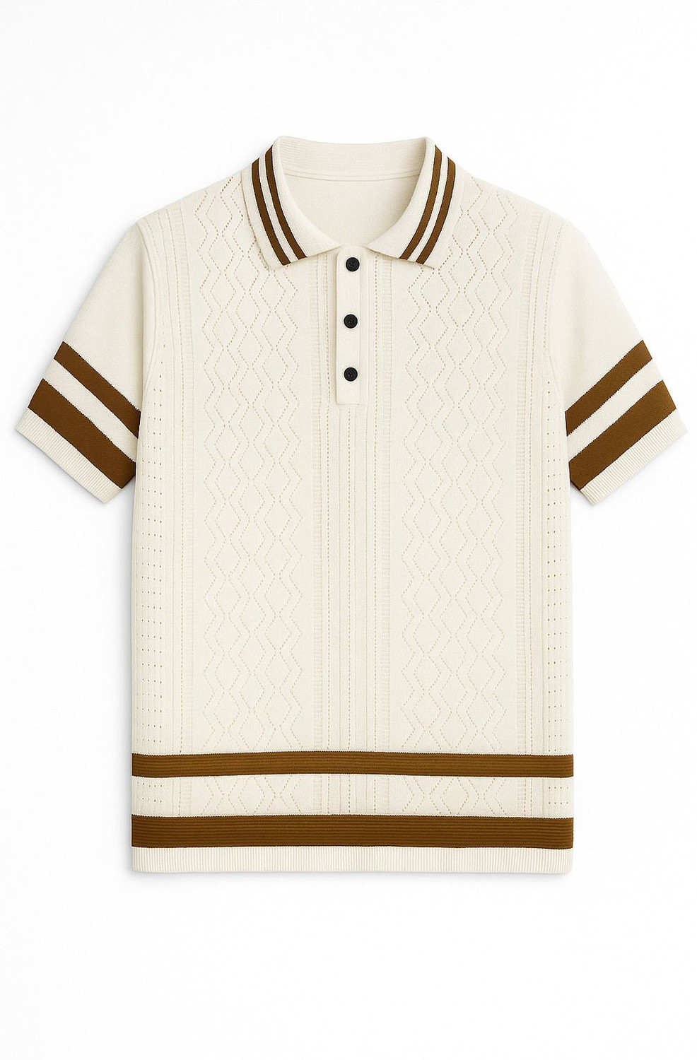 Image of MIDASWAY Self Design Men Polo Neck White T-Shirt