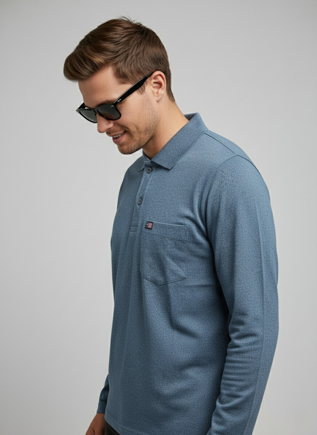 Image of SAND PIPER Solid Men Polo Neck Blue T-Shirt
