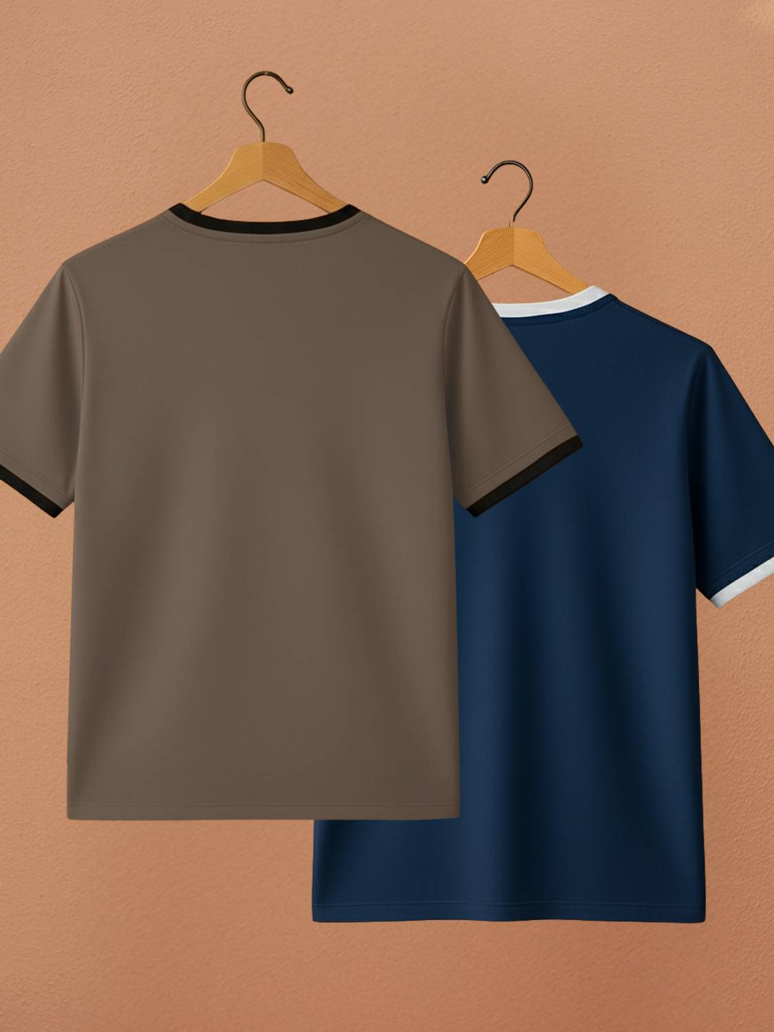 Yazole Men's Brown Navy Blue Round Neck T-Shirt Pack of 2 - Image 2