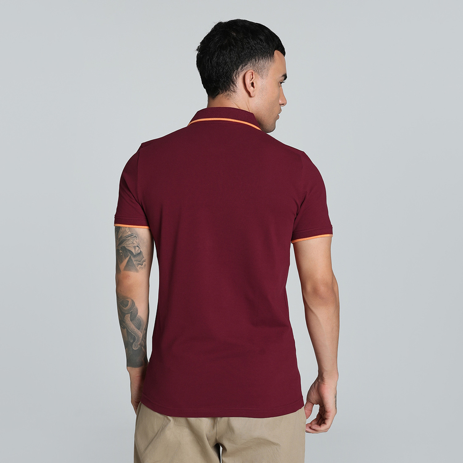 Image of PUMA Solid Men Polo Neck Red T-Shirt