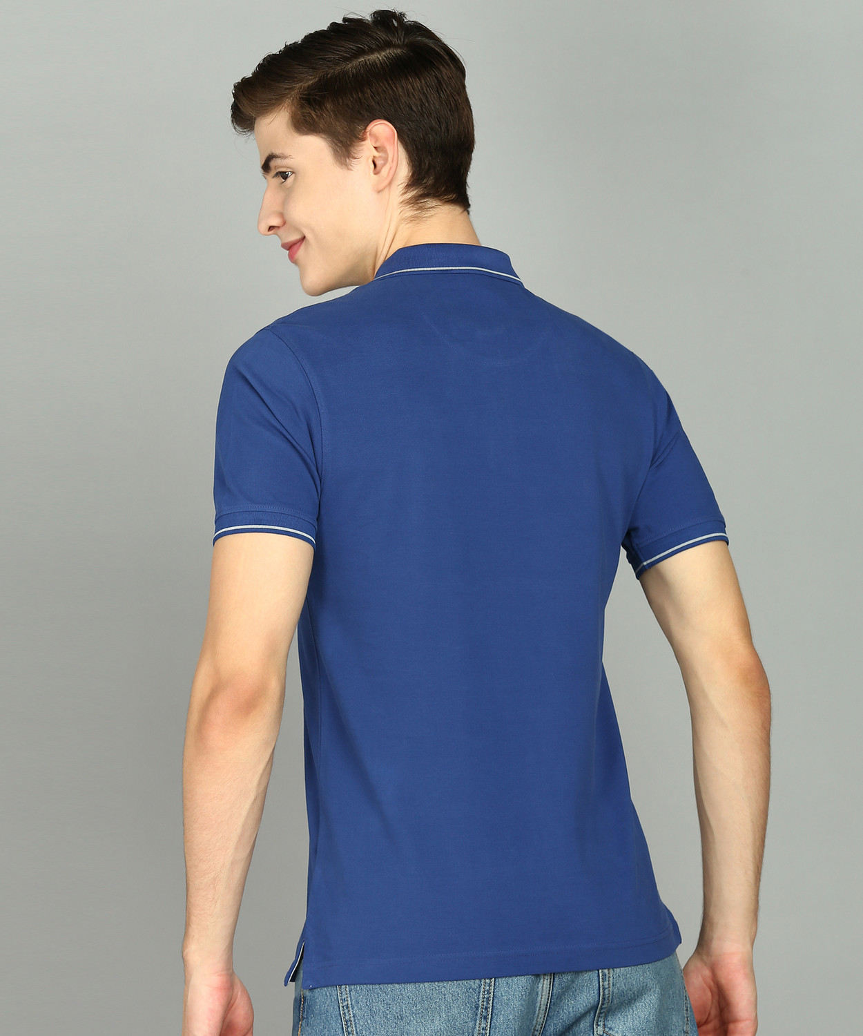 Image of Raymond Solid Men Polo Neck Dark Blue T-Shirt