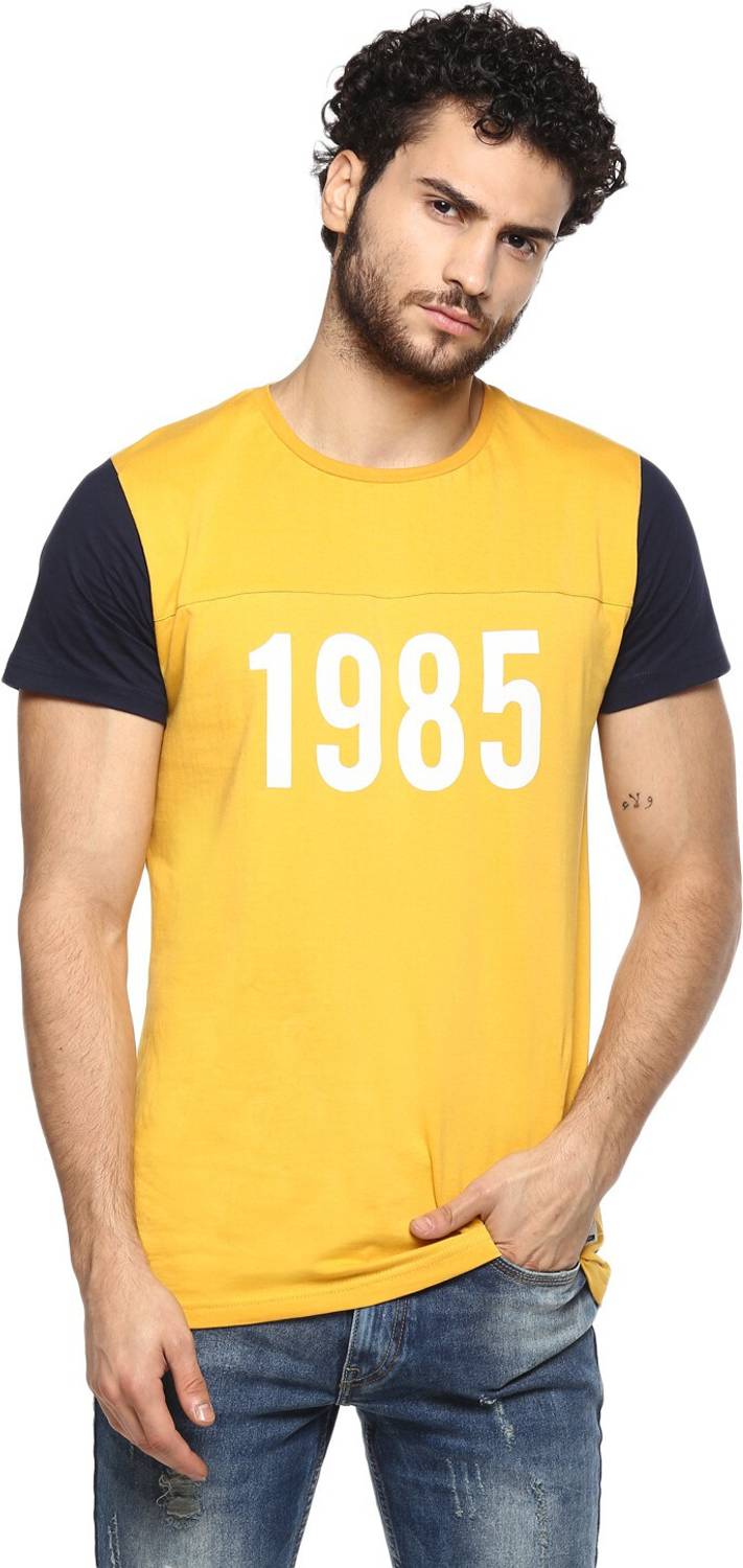 Alan Jones Typography Men Round Neck Yellow T-Shirt