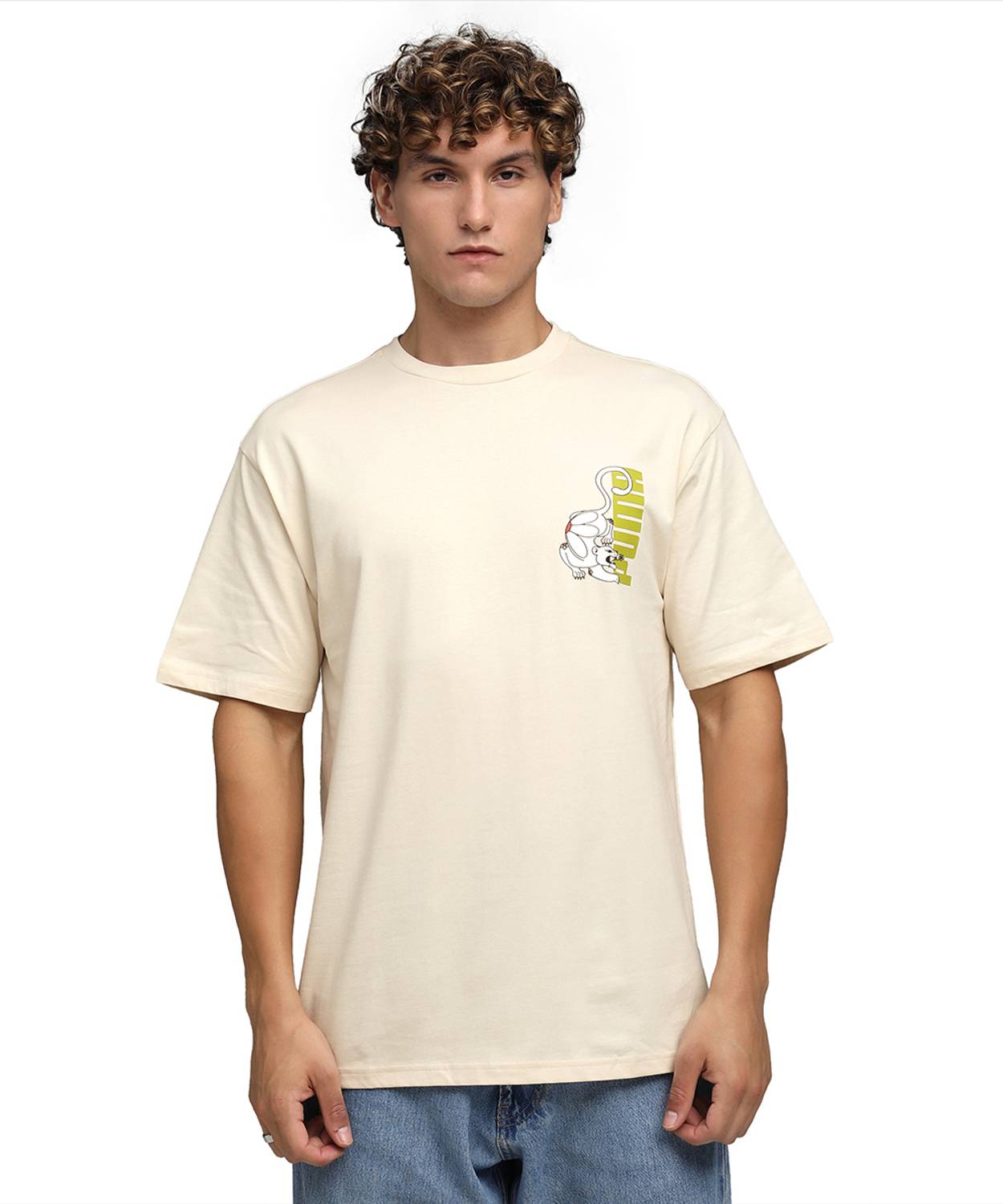 PUMA Printed Men Crew Neck Beige T-Shirt - Buy PUMA Printed Men