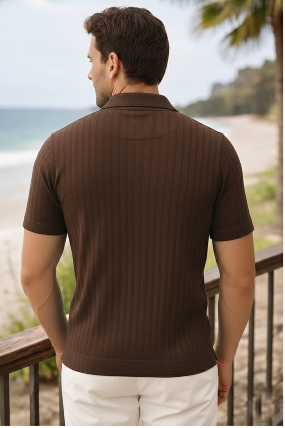 Image of Fabflee Solid Men Polo Neck Brown T-Shirt