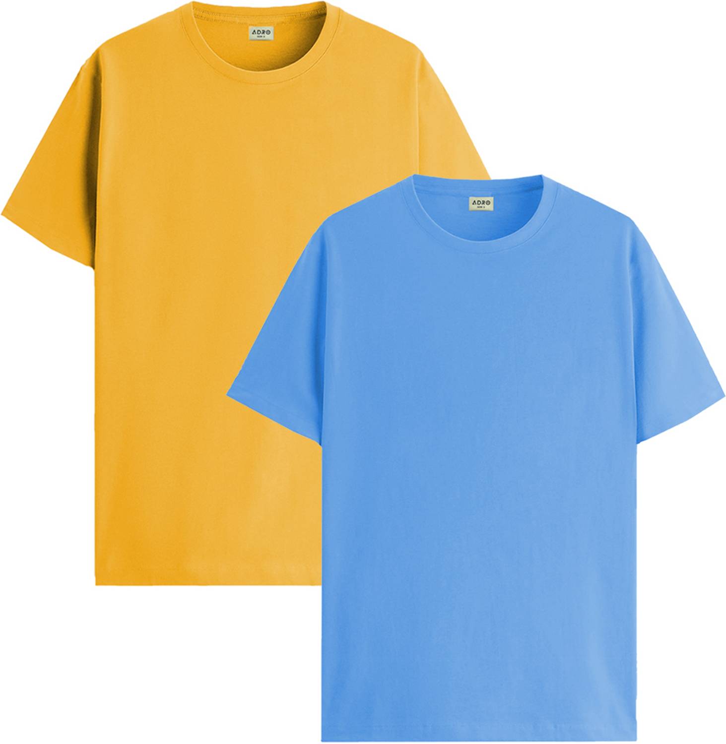 ADRO Solid Men Round Neck Yellow T-Shirt