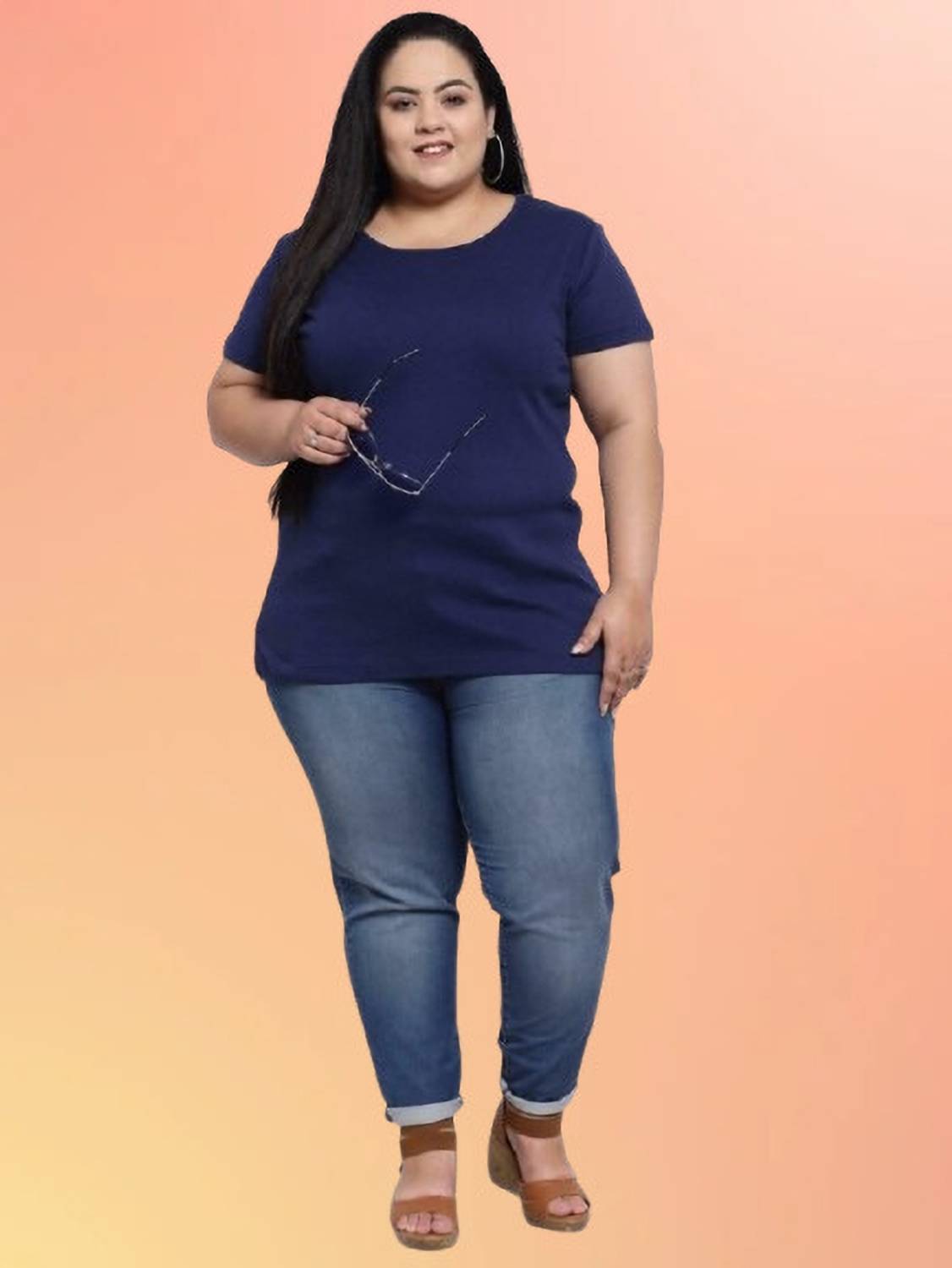ANUBHAVGARMENT Solid Women Round Neck Blue T-Shirt
