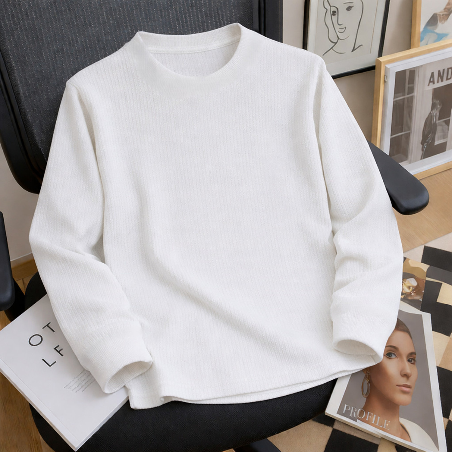 Image of Try This Striped Men Zip Neck White, Silver T-Shirt
