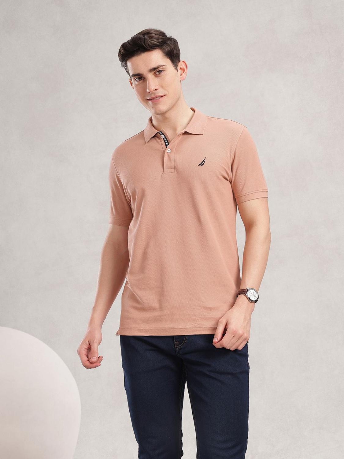 Image of NAUTICA Solid Men Polo Neck Orange T-Shirt