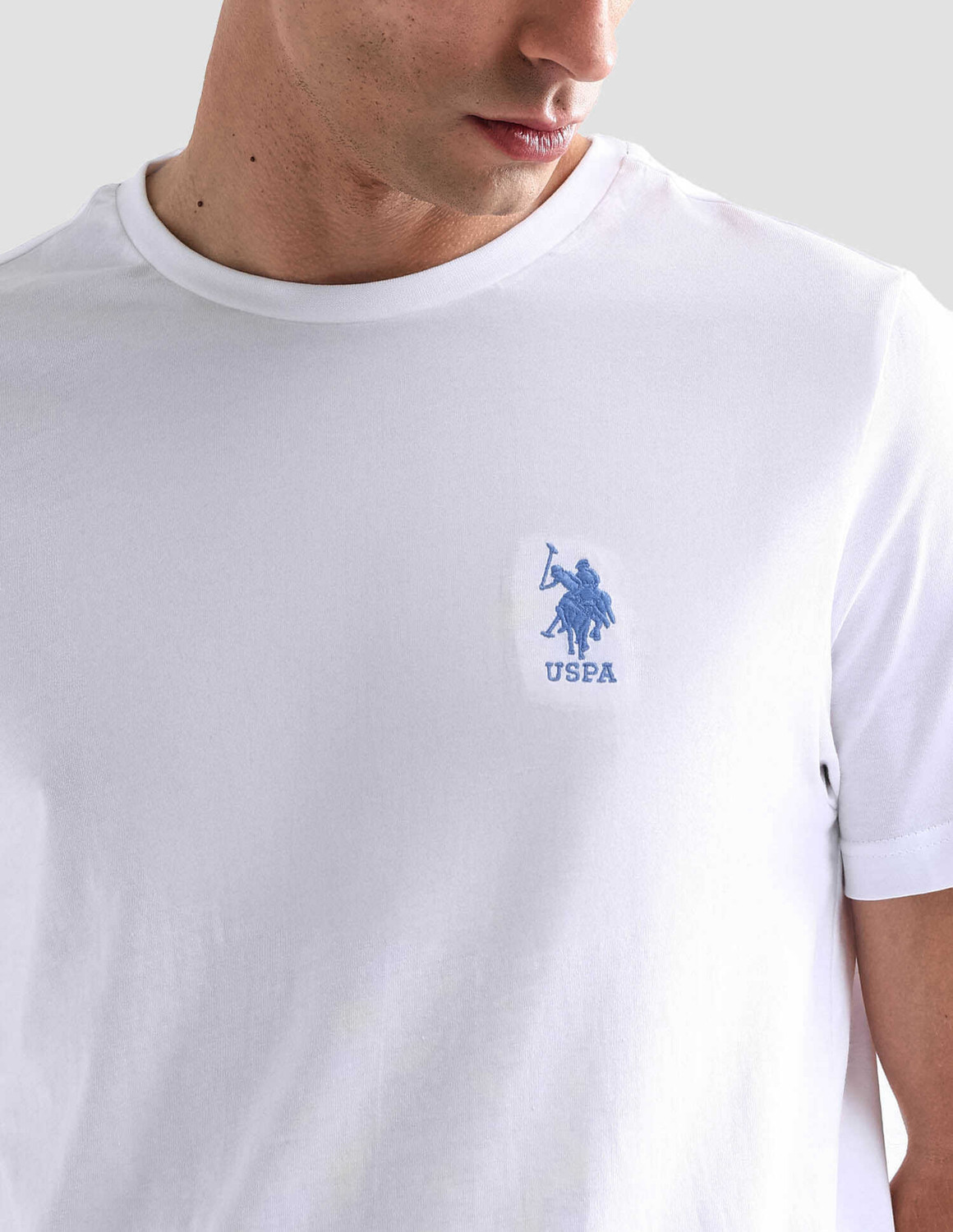 Image of U.S. POLO ASSN. Solid Men Round Neck White T-Shirt