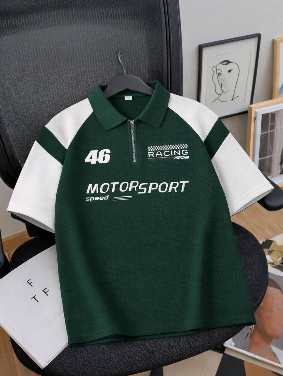 Try Men Zip Neck Green T-Shirt - Image 1