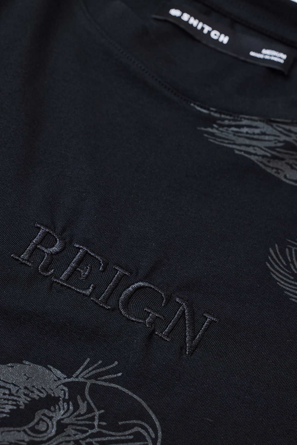 Image of Snitch Graphic Print Men Crew Neck Black T-Shirt