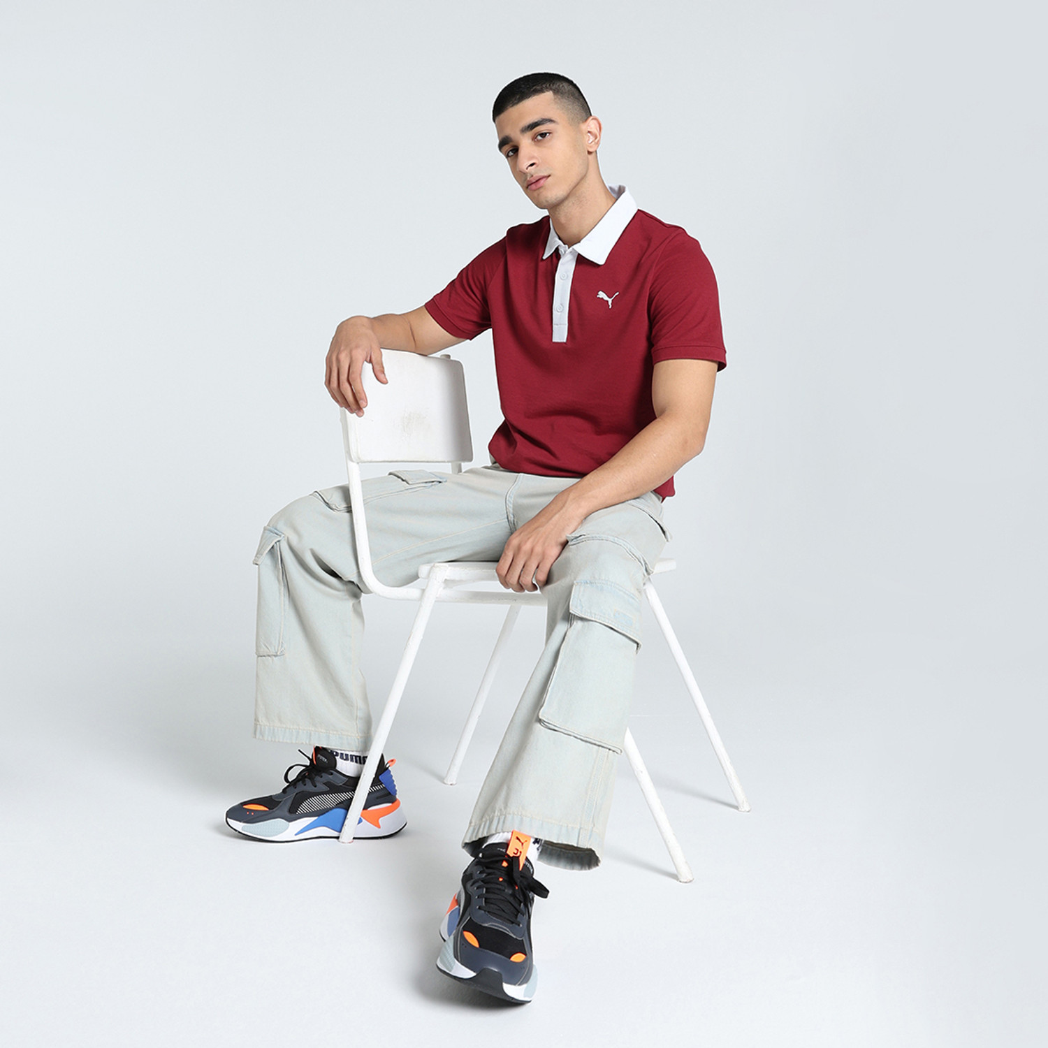 Image of PUMA Solid Men Polo Neck Red T-Shirt