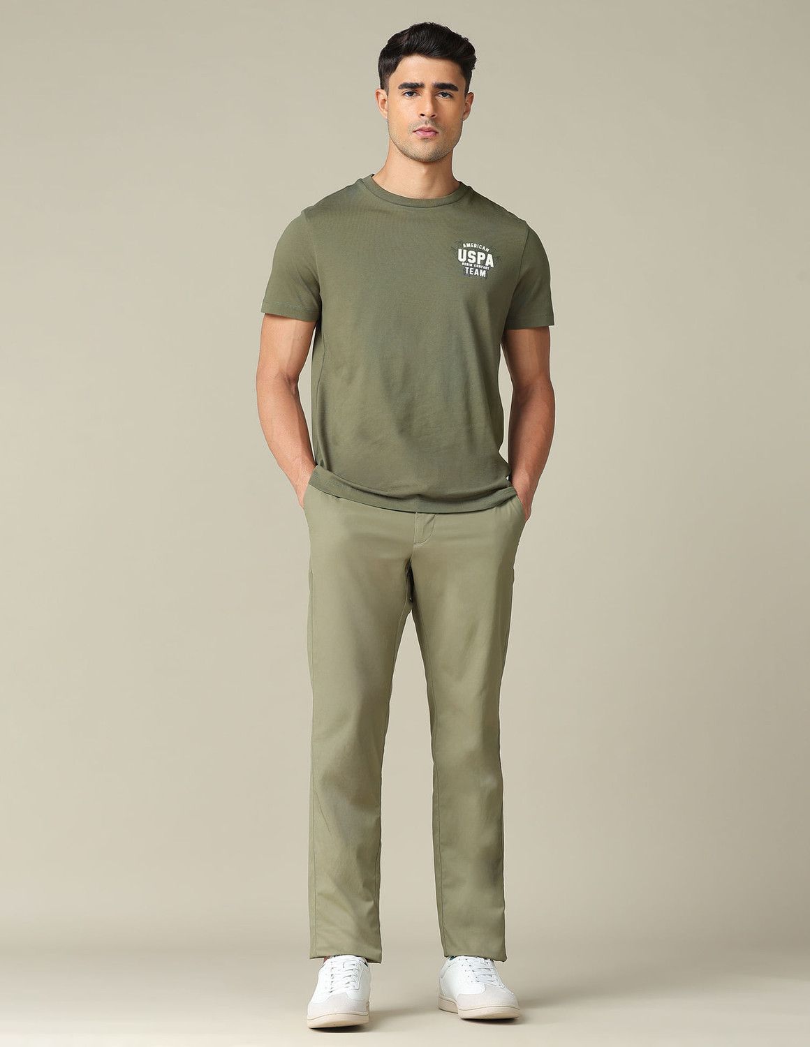 Image of U.S. Polo Assn. Denim Co. Graphic Print Men Crew Neck Green T-Shirt
