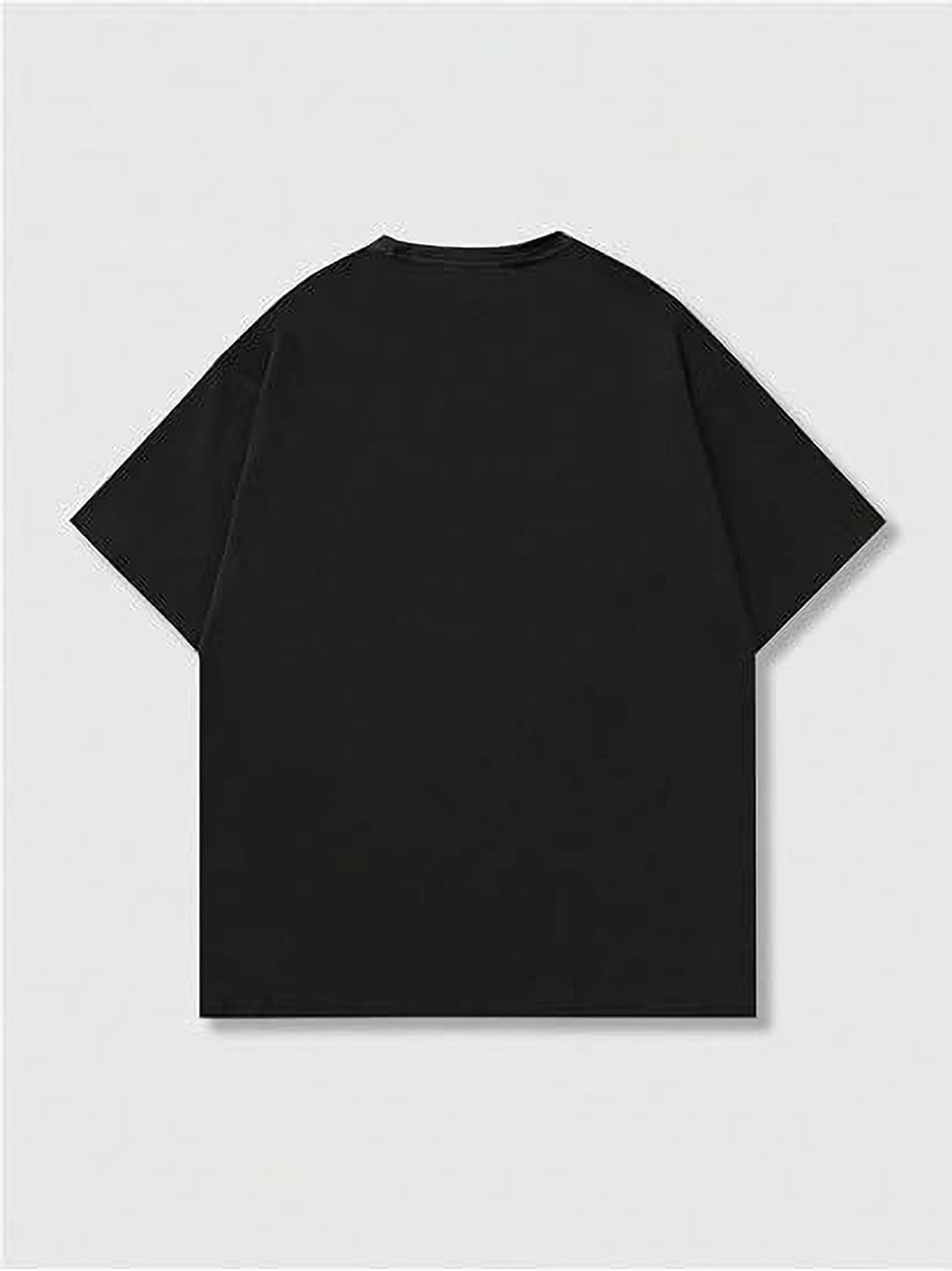 annnackel Black Graphic Print Men Round Neck T-Shirt - Image 4