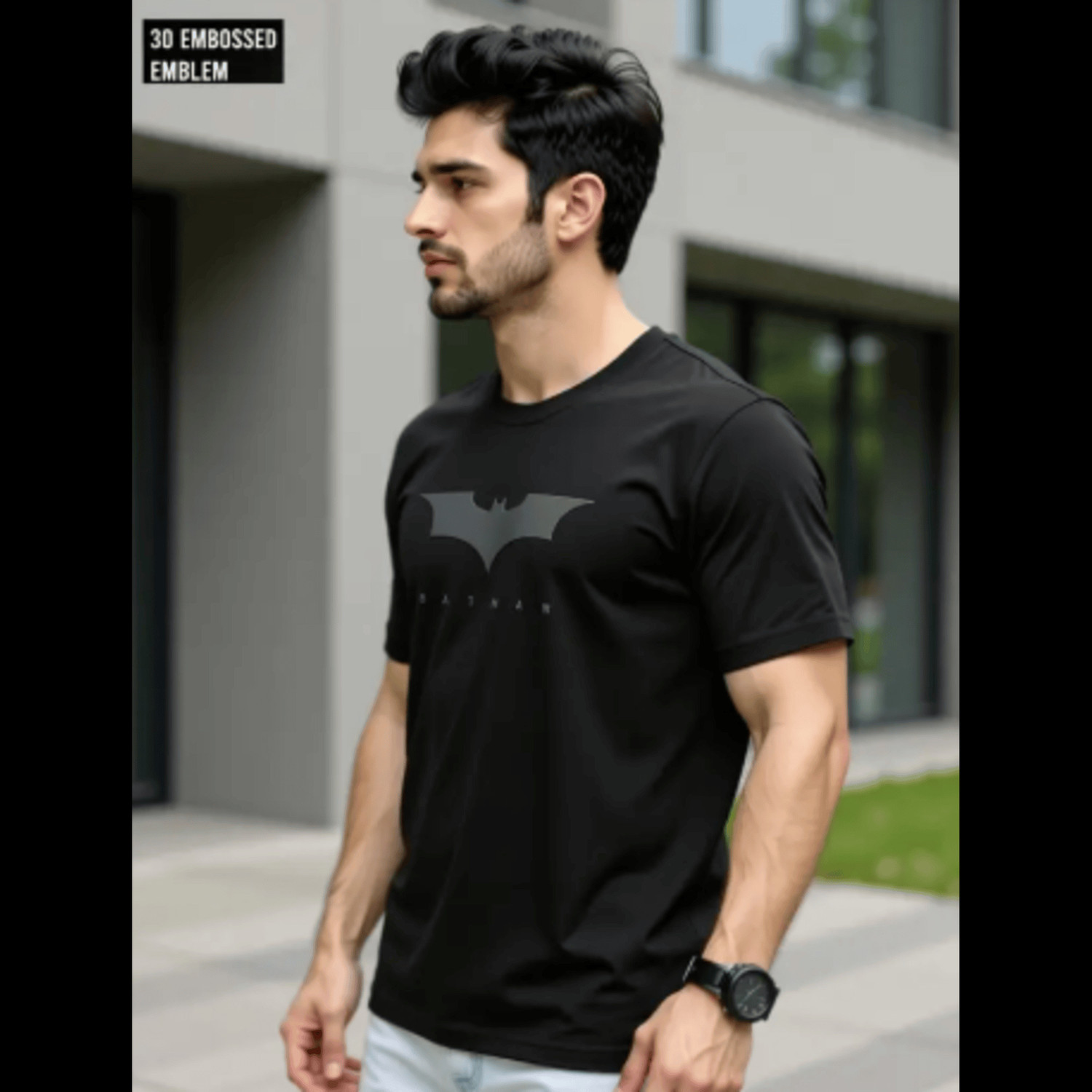 Image of DayalTShirt Graphic Print, Superhero Men Round Neck Black T-Shirt