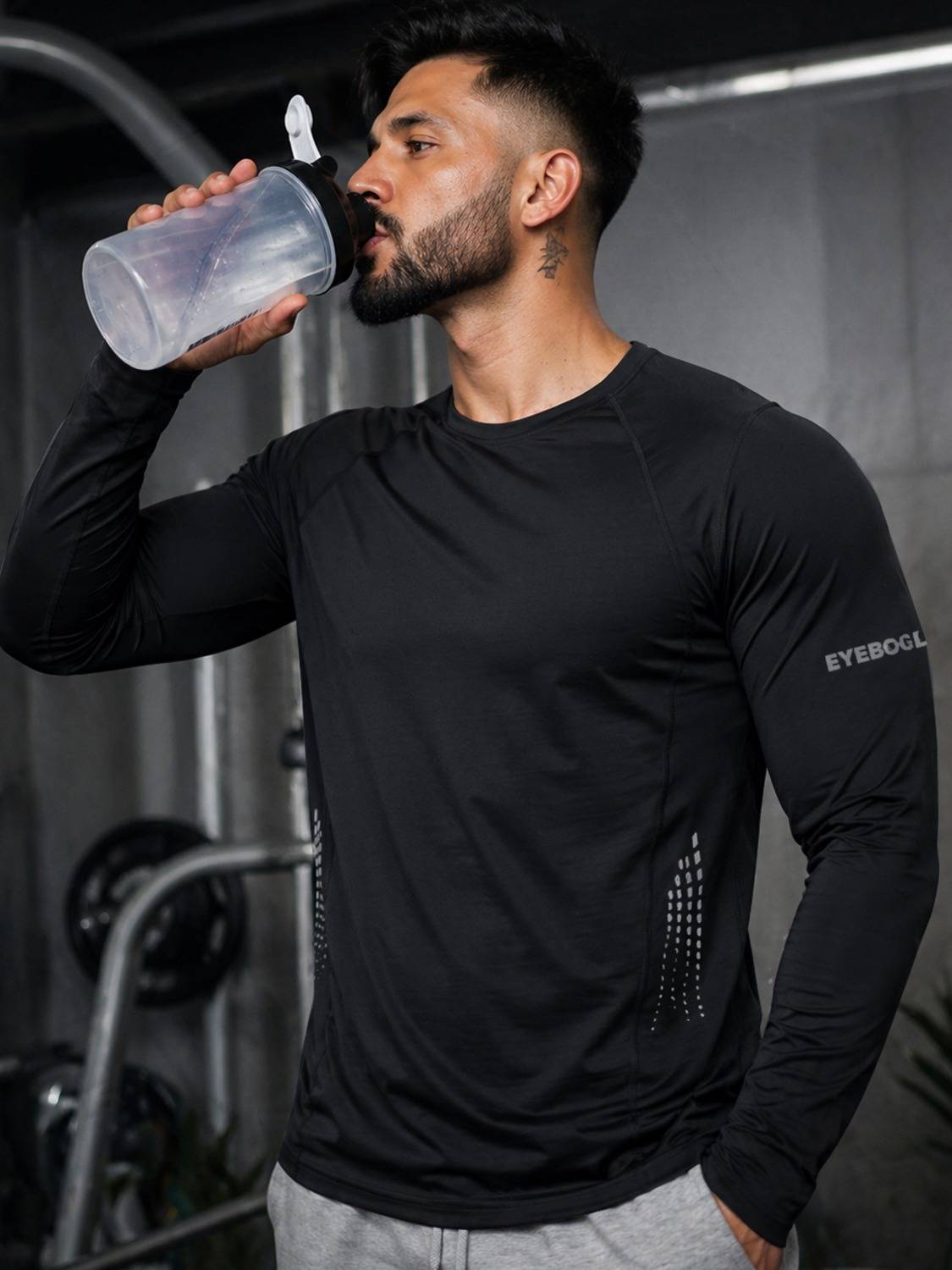 EyeBogler Black Men Henley Neck T-Shirt - Image 1