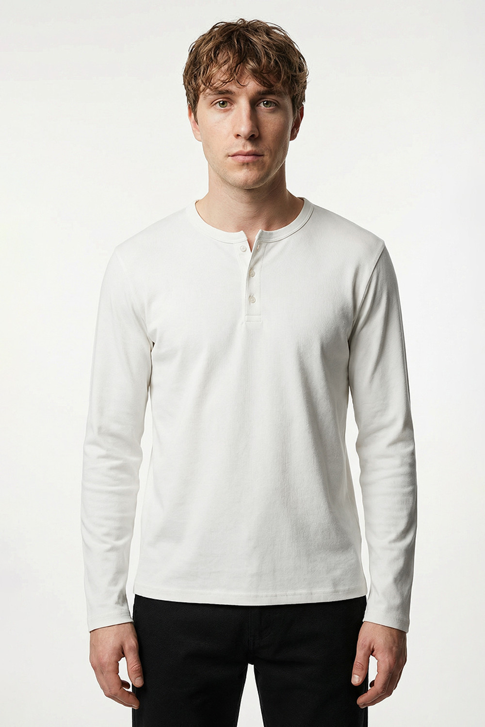 Image of Snitch Solid Men Henley Neck White T-Shirt