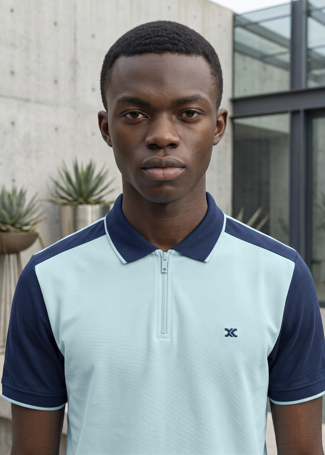 Image of KILLER Solid Men Polo Neck Light Blue T-Shirt