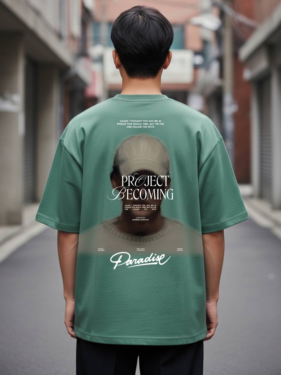 Jump Cuts Men Green White Round Neck T-Shirt - Image 1