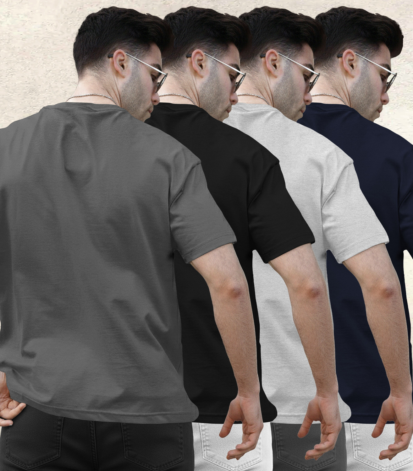 Image of TRIPR Solid Men Round Neck Multicolor T-Shirt