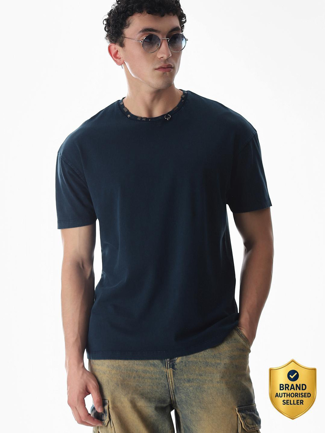 JACK & JONES Solid Men Round Neck Grey T-Shirt