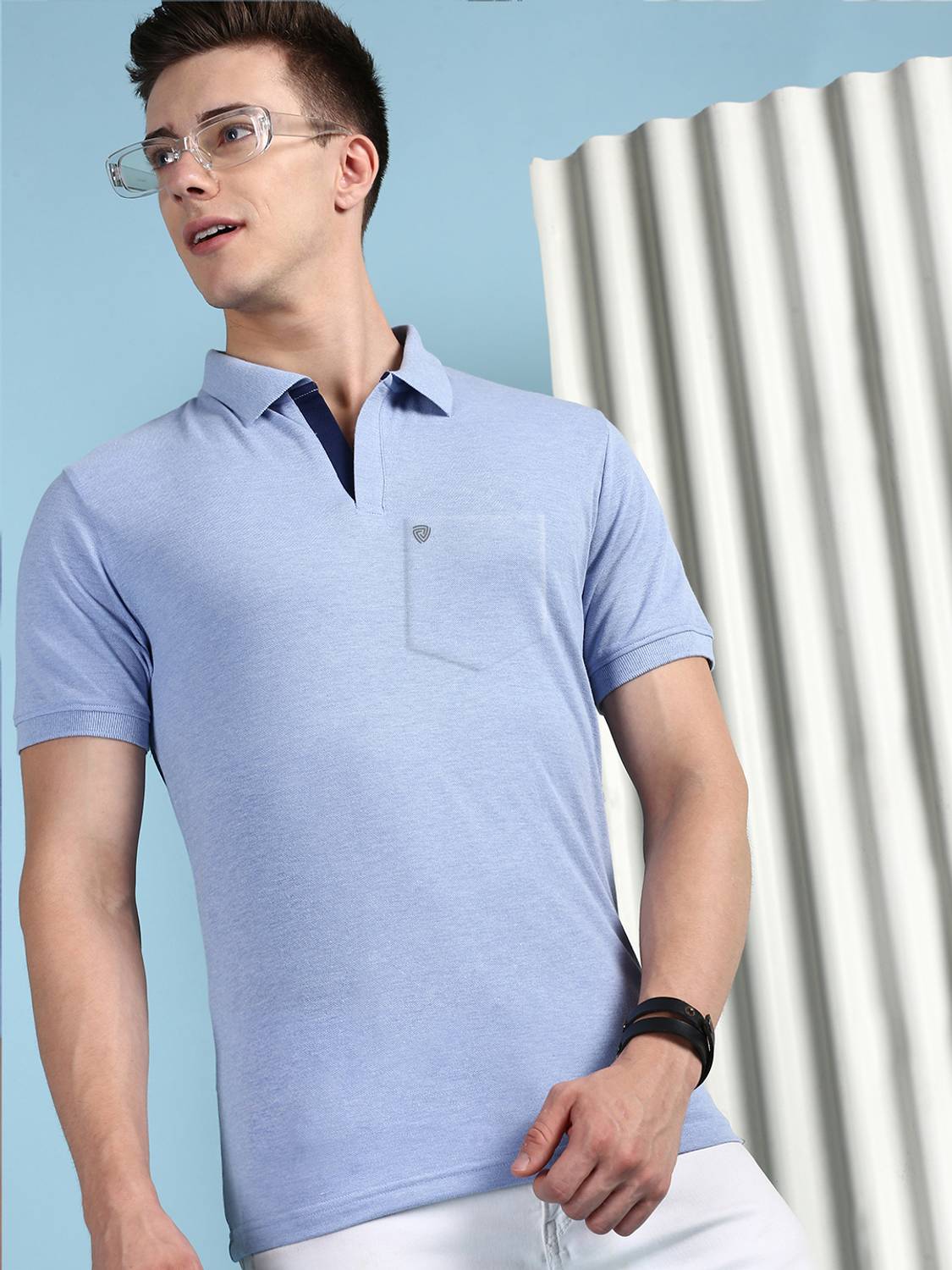 LUX cozi Solid Men Polo Neck Blue T-Shirt - Buy LUX cozi Solid Men