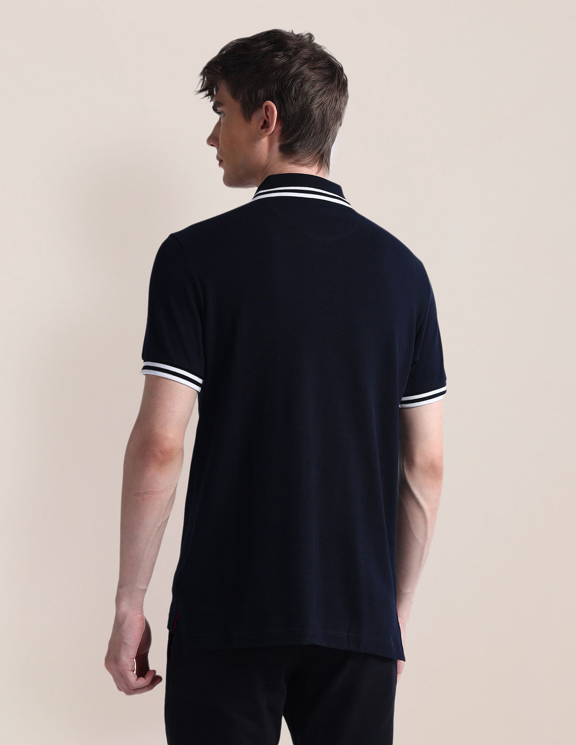 Image of U.S. POLO ASSN. Solid Men Polo Neck Blue T-Shirt