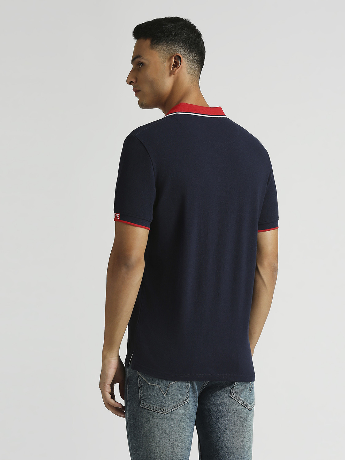 Image of Pepe Jeans Solid Men Polo Neck Blue T-Shirt