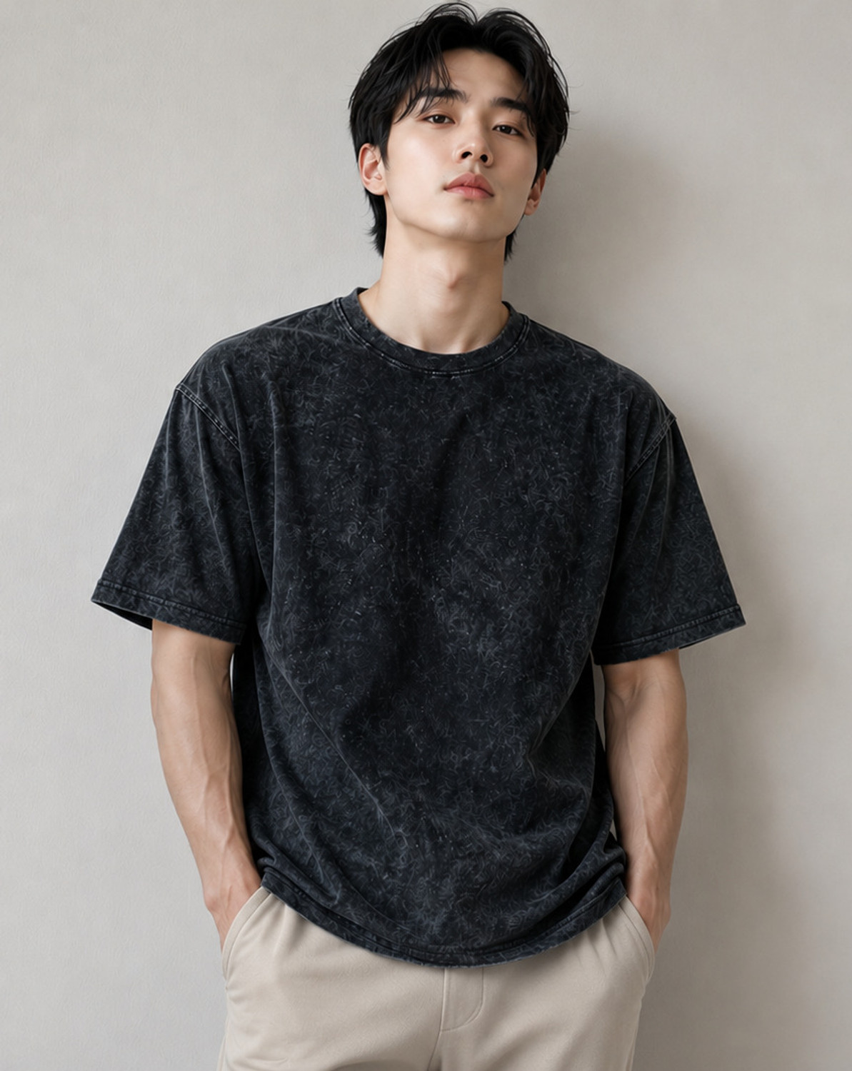 Image of JUGULAR Washed Men Round Neck Black T-Shirt