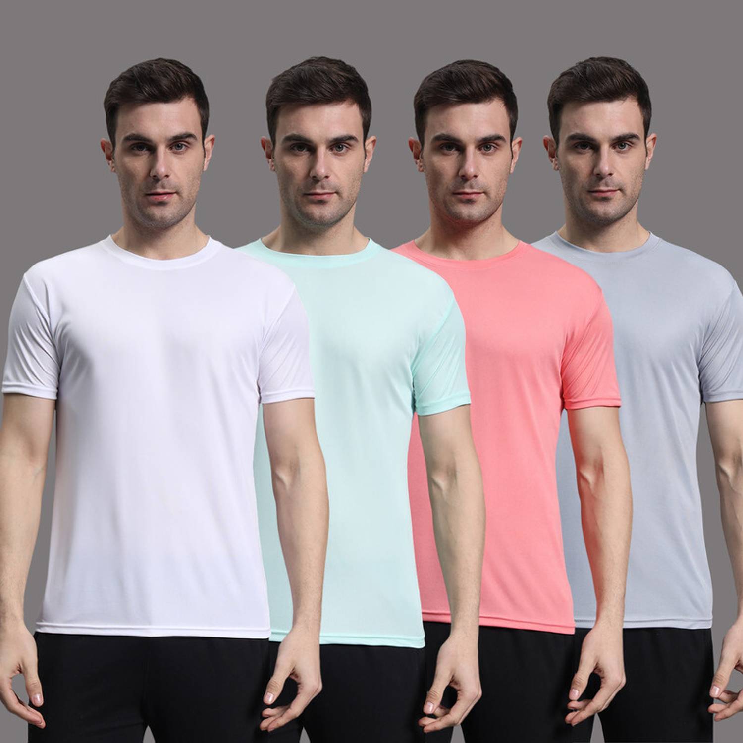 InkTees Pack of 4 Men Solid Round Neck Polyester Multicolor T-Shi
