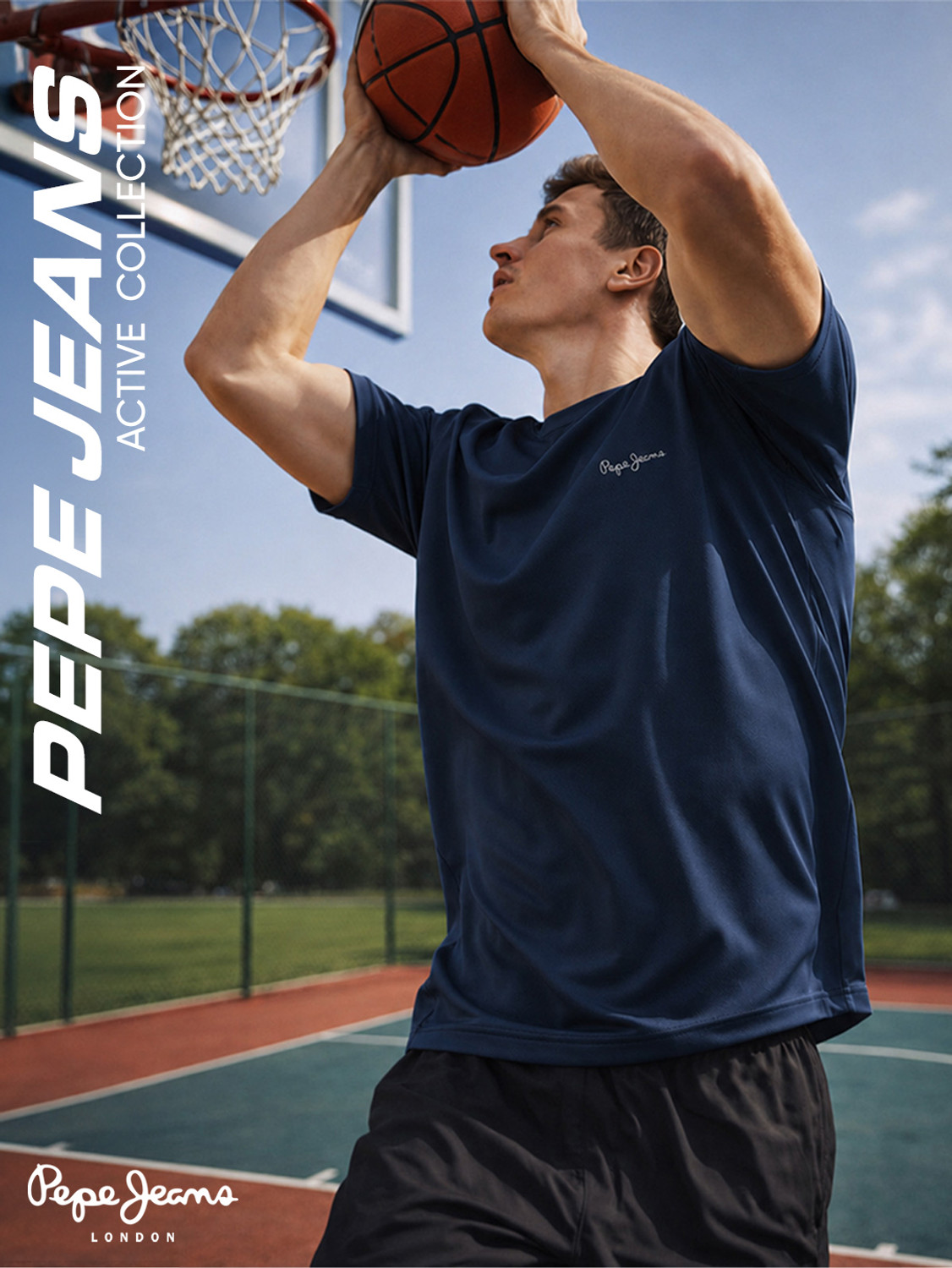 Image of Pepe Jeans Solid Men Round Neck Navy Blue T-Shirt