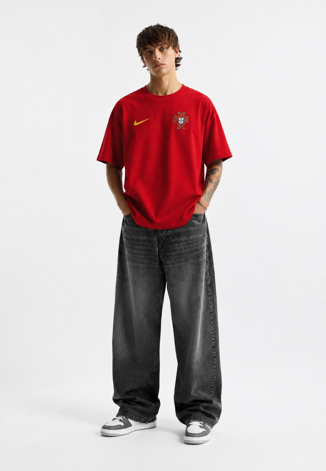 Image of tru Printed Men Round Neck Red T-Shirt