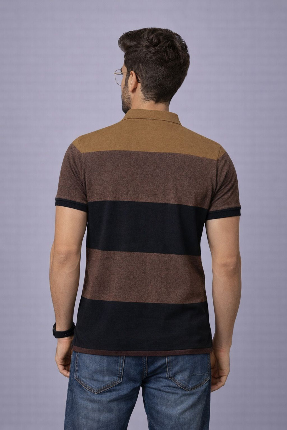 Image of Trend Twist Men Striped Polo Neck Pure Cotton Multicolor T-Shirt