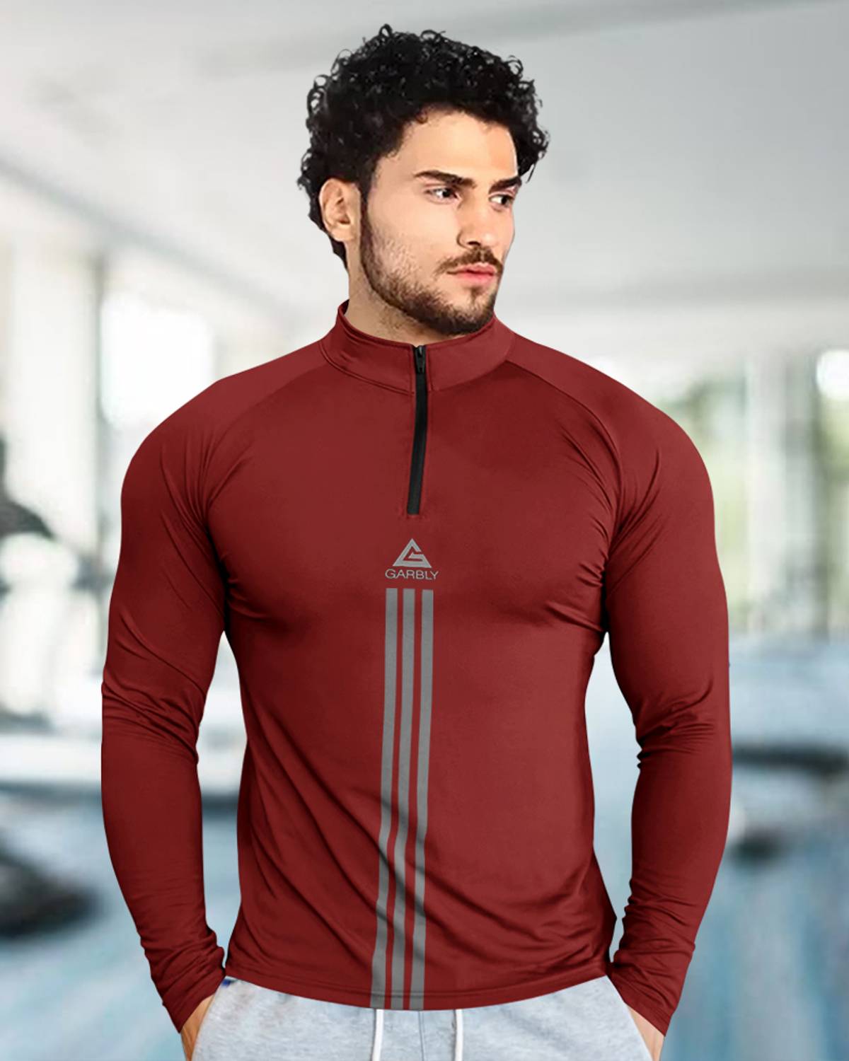 GARBLY Printed Men Henley Neck Maroon T-Shirt