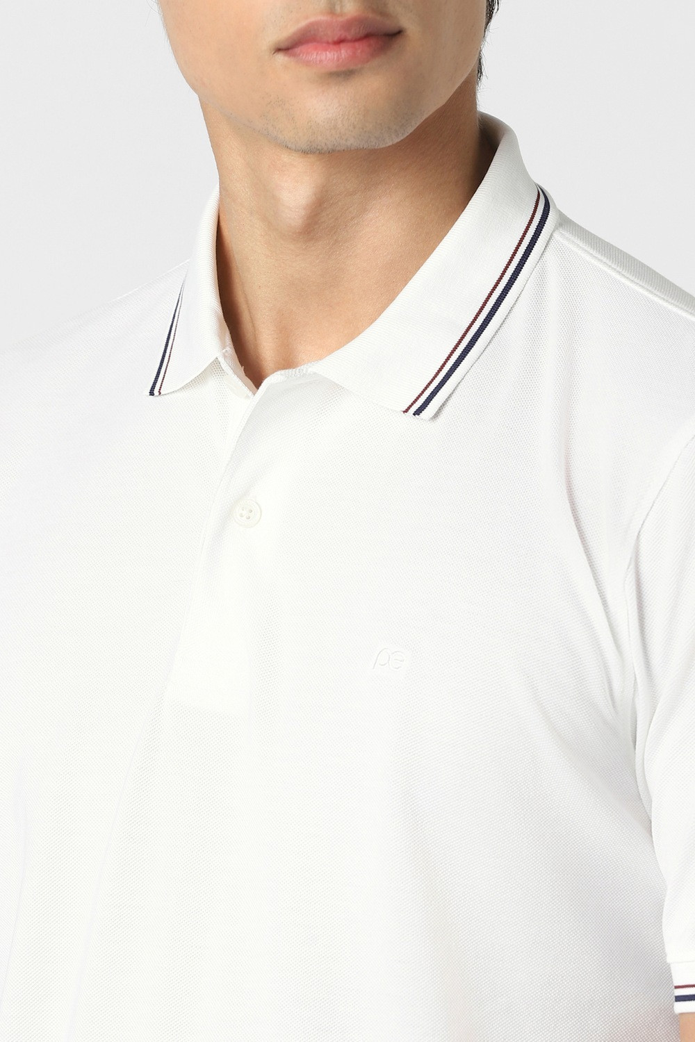 Image of PETER ENGLAND Solid Men Polo Neck White T-Shirt