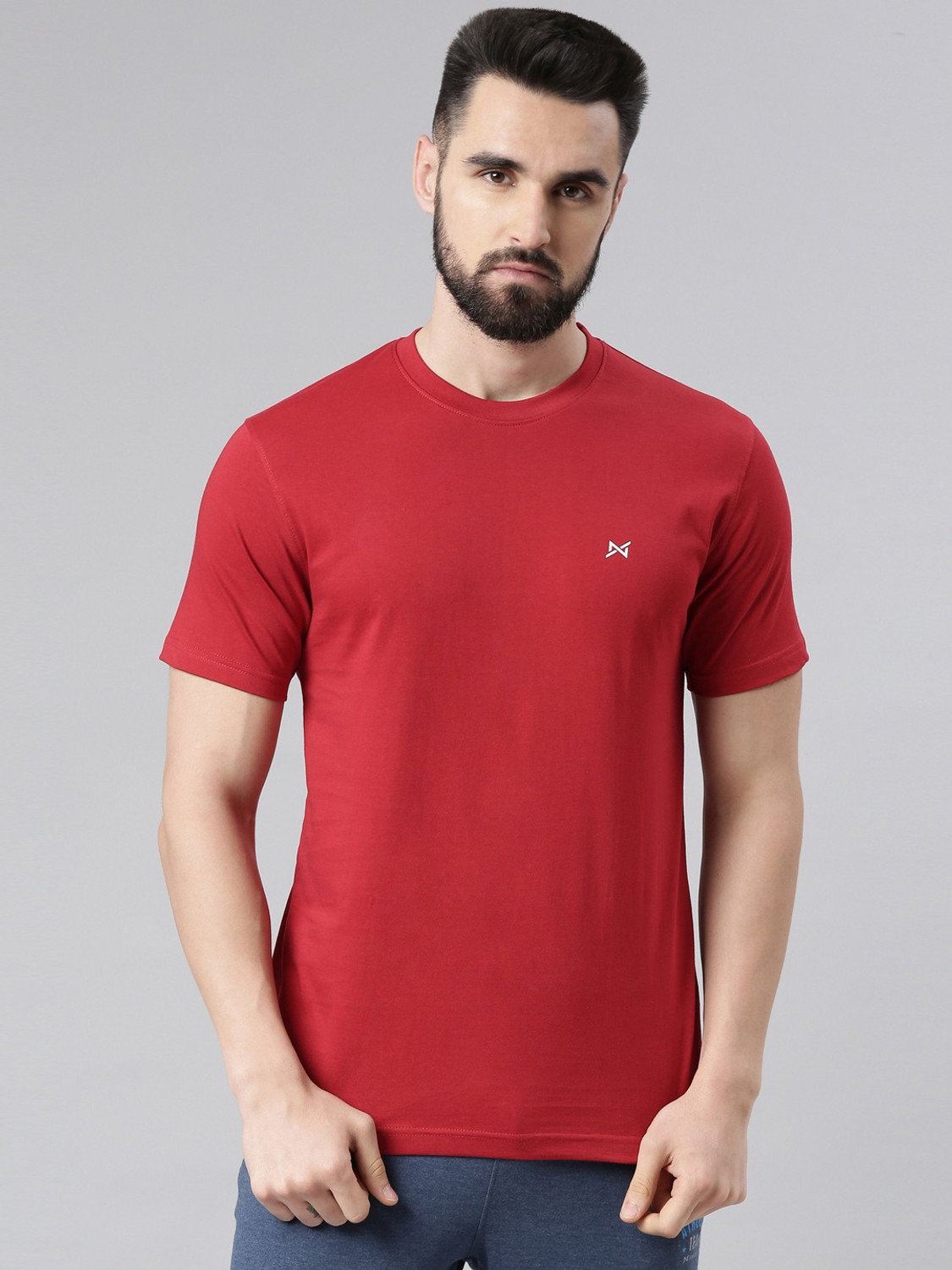 Image of Force NXT Solid Men Round Neck Multicolor T-Shirt