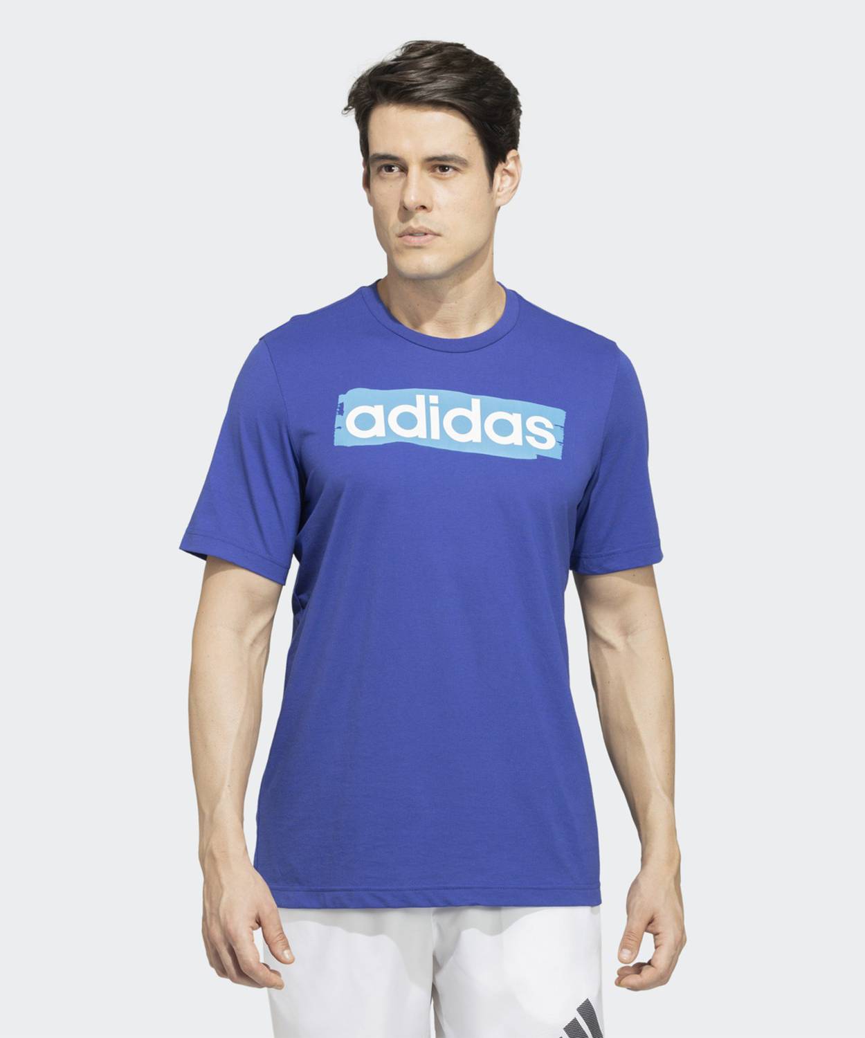 ADIDAS Typography Men Round Neck Blue T-Shirt