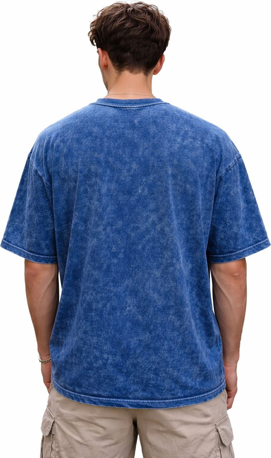 Image of BEEFITS Washed Men Crew Neck Blue T-Shirt