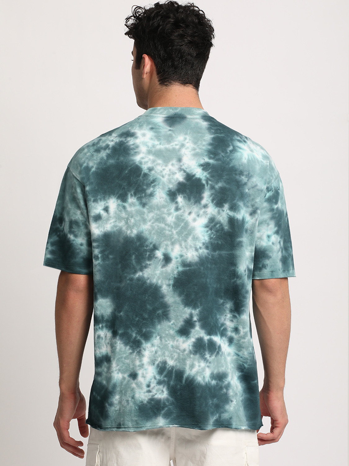 Image of THE BEAR HOUSE Tie & Dye Men Round Neck Blue T-Shirt