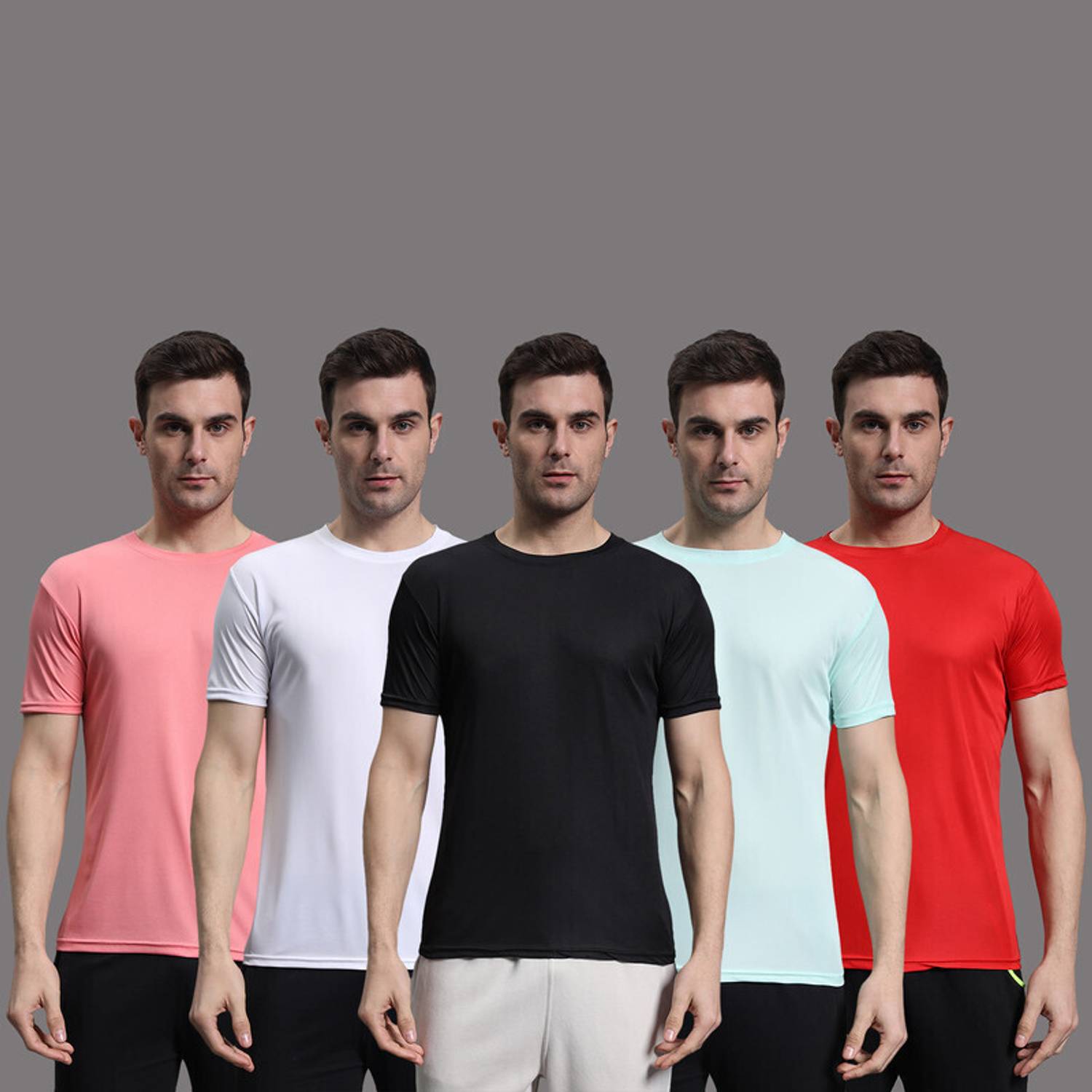 InkTees Pack of 5 Men Solid Round Neck Polyester Gold T-Shirt