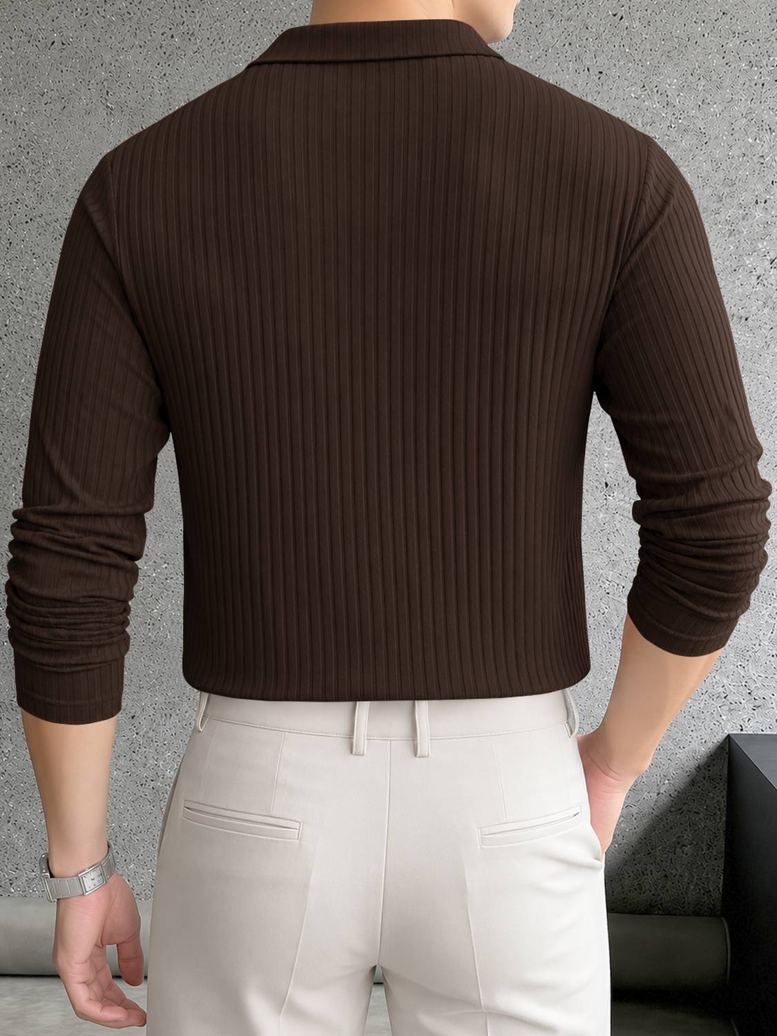 EyeBogler Men Polo Neck Brown T-Shirt - Image 2