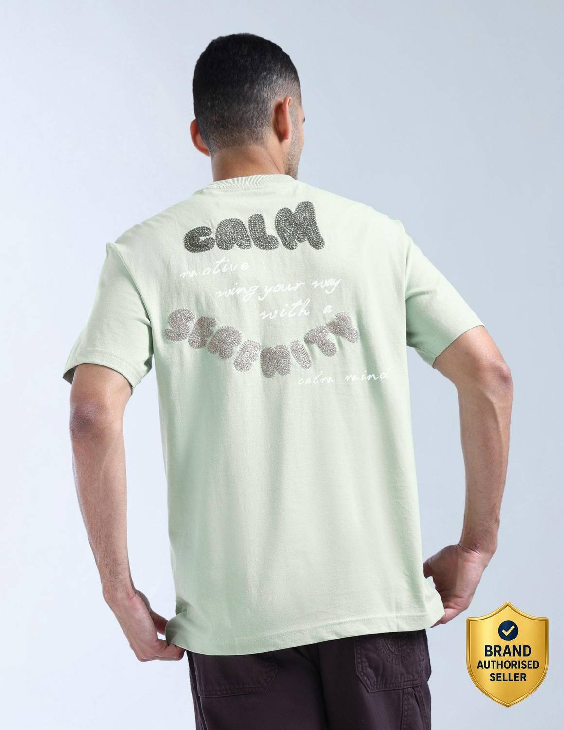 FLYING MACHINE Men Green Embroidered T-Shirt - Image 1