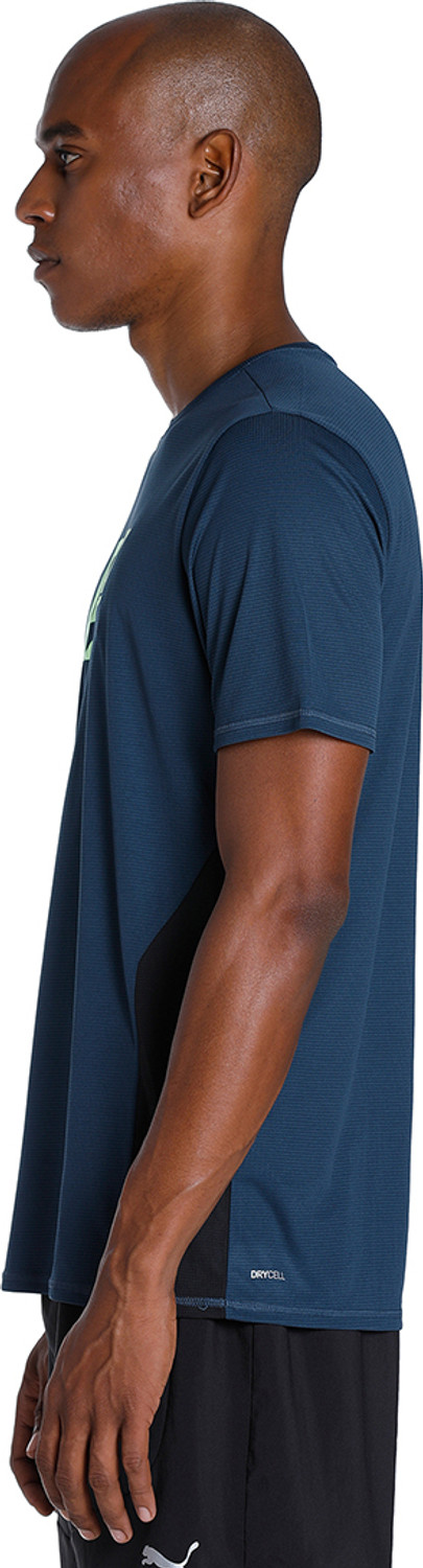 Image of PUMA Solid Men Crew Neck Blue T-Shirt